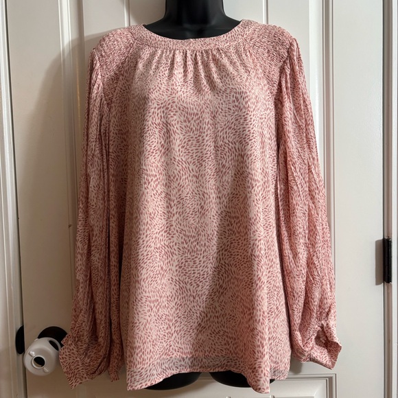 Plus Pleated Sleeve Smocked Shoulder Top in the Color: Pink Orchid, Size: 1X - Picture 1 of 5